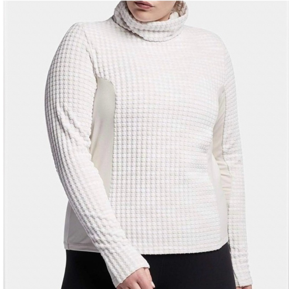 1233 | Nike Pro Hyperwarm Textured Turtleneck Training Top Cream Women 2X